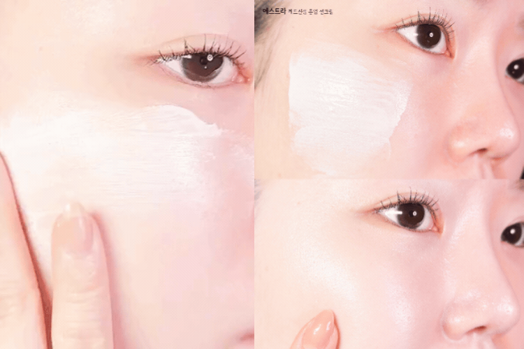 [에스트라] 더마UV365 레드진정 톤업 선크림 _발림성