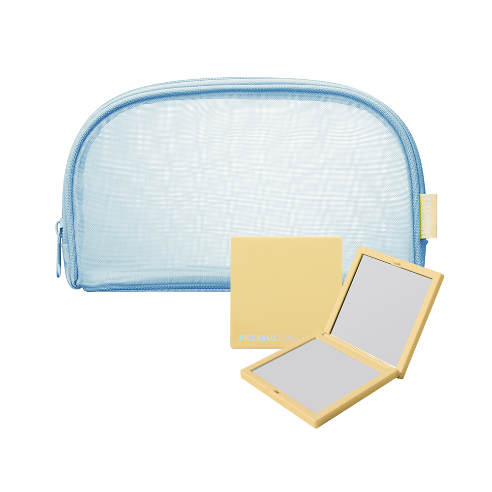 [피카소꼴레지오니] 레몬&크림소다 툴 2종 세트(듀얼미러+메쉬파우치)