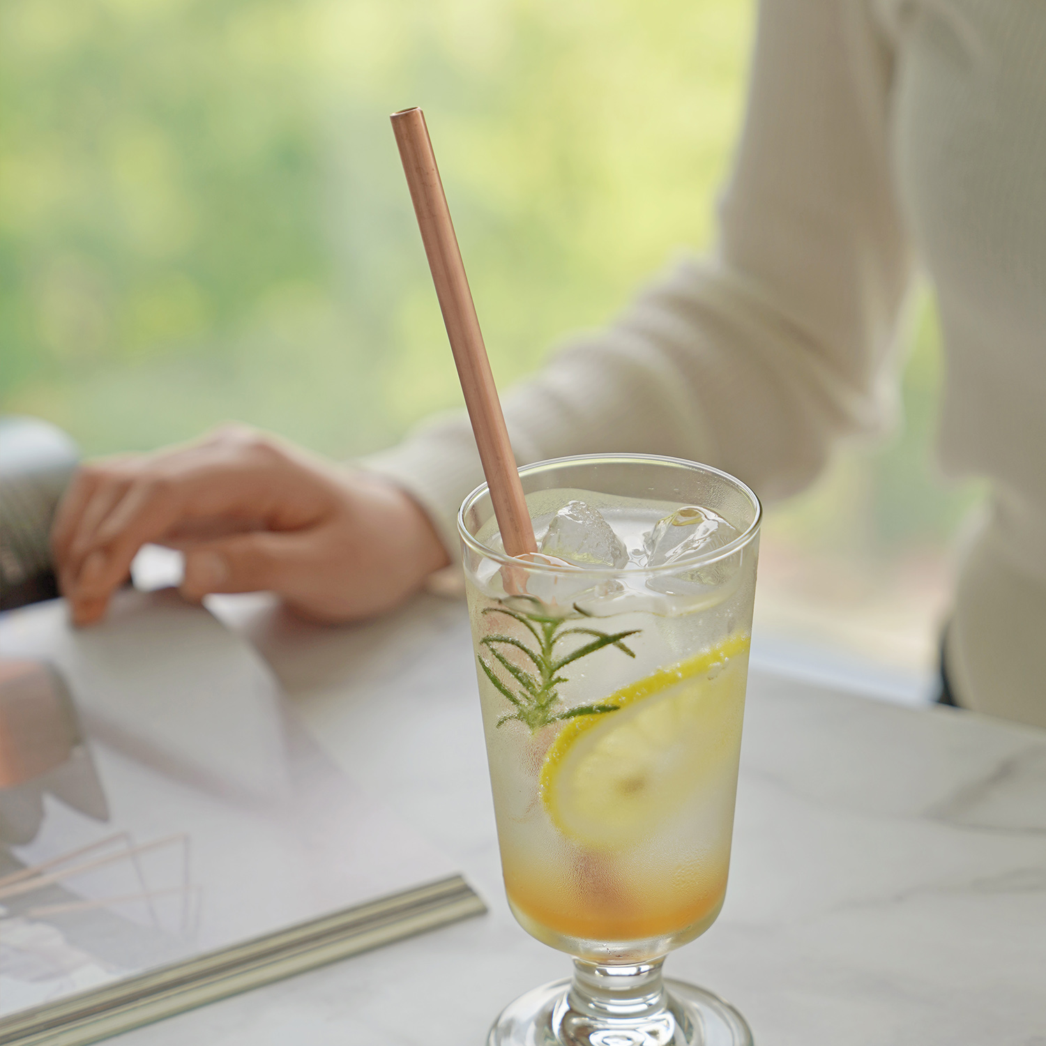 놋담 항균 구리빨대 (소) 2P+세척솔+저고리 약 0.8x21.0 cm