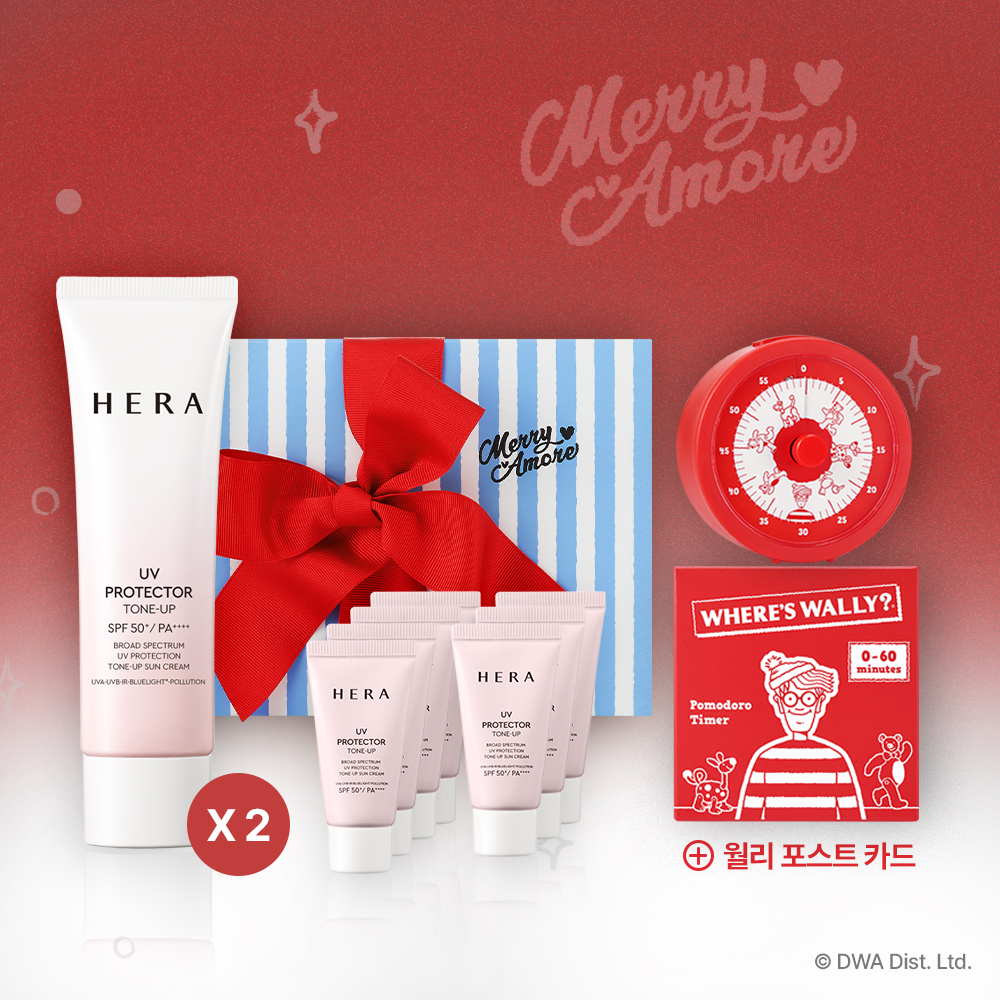 UV 프로텍터 톤업 2개 + 월리 뽀모도로 타이머 & 포스트카드