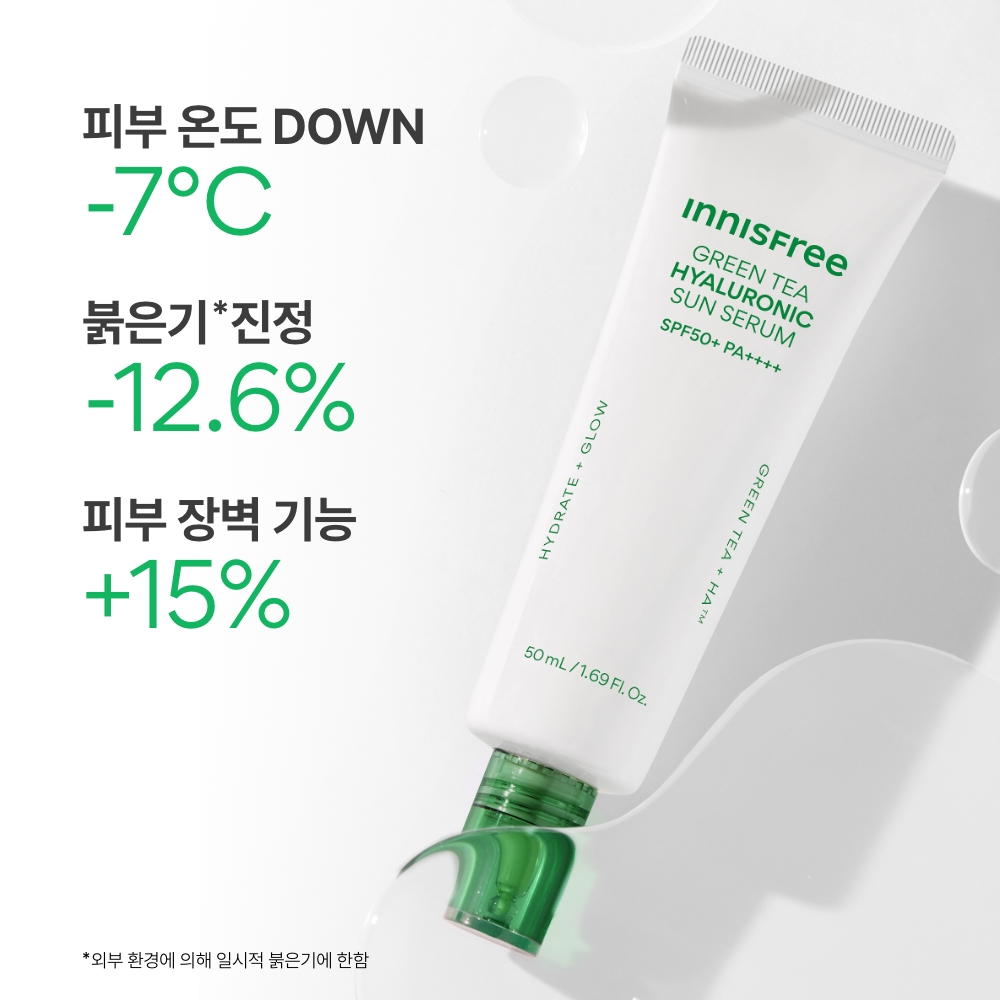 [첫구매특가] 그린티 히알루론산 진정수분 선세럼 SPF50/PA++++ 50ml 상품 이미지 3
