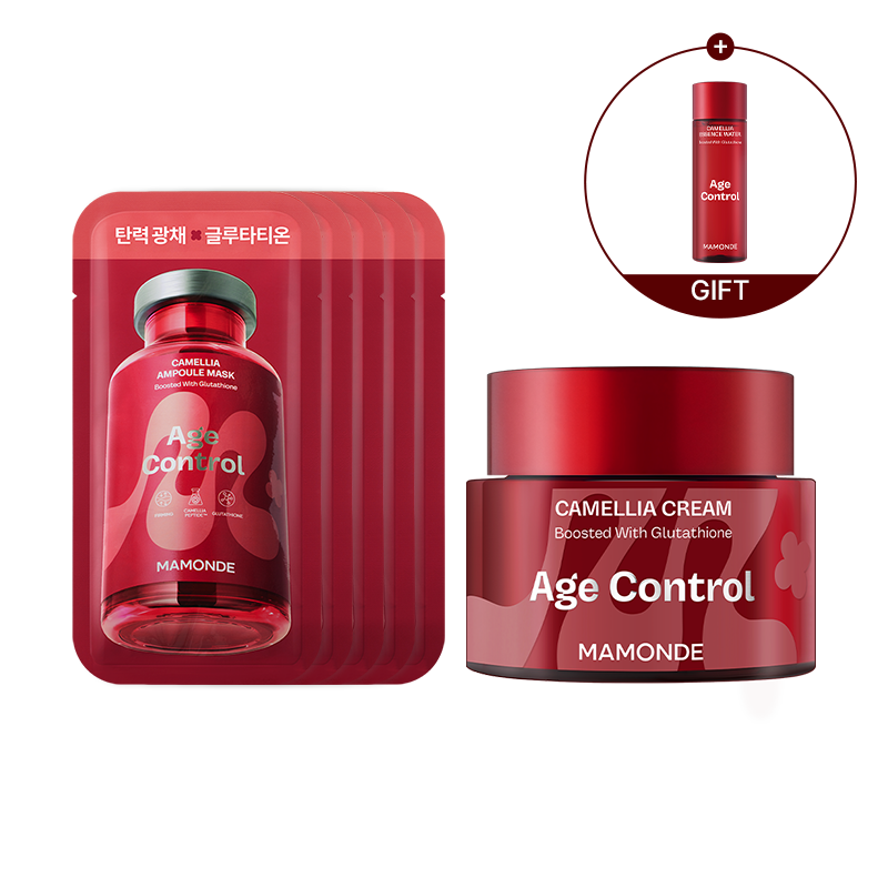 [크림+마스크5매] 에이지 컨트롤 카멜리아 크림 50ml + 에이지 컨트롤 앰플 마스크팩 5매