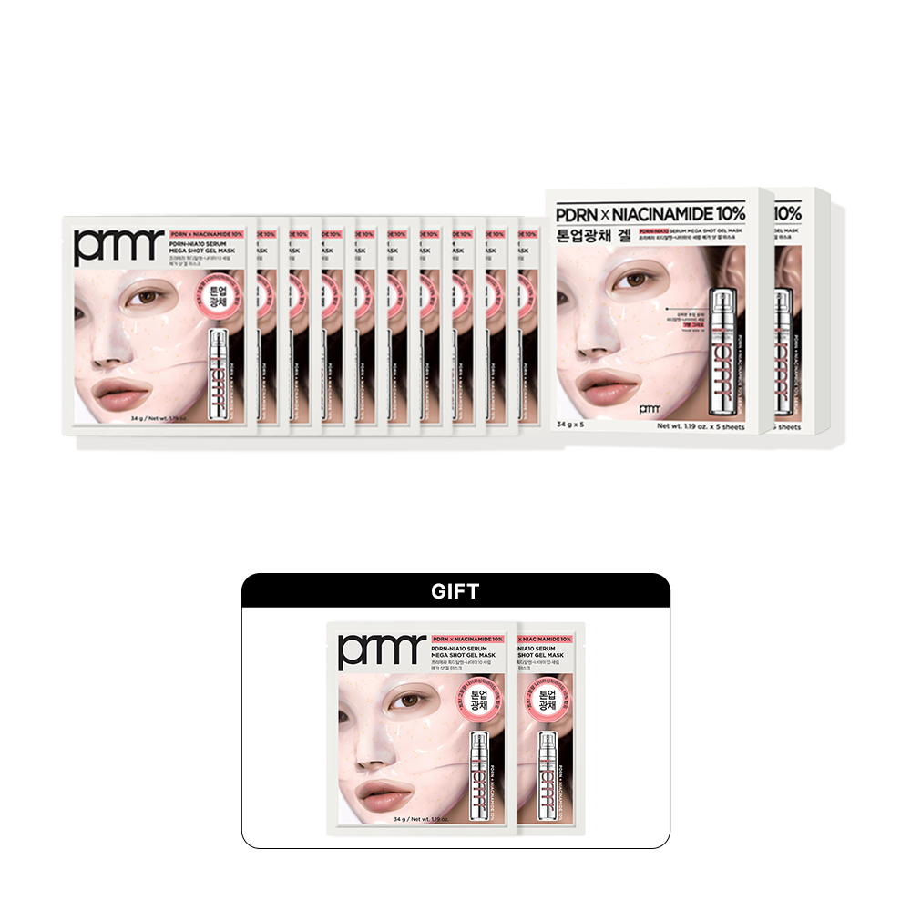 [더블] 피디알엔-나이아10 세럼 메가 샷 겔 마스크세트 34g*5매X2개(총 10매)