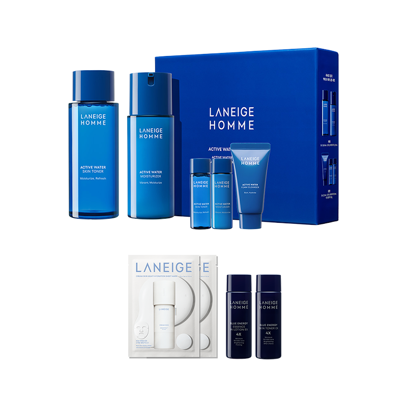 옴므 액티브 워터 2종 세트 (스킨 180ml+모이스처라이저 125ml) 상품 이미지 1