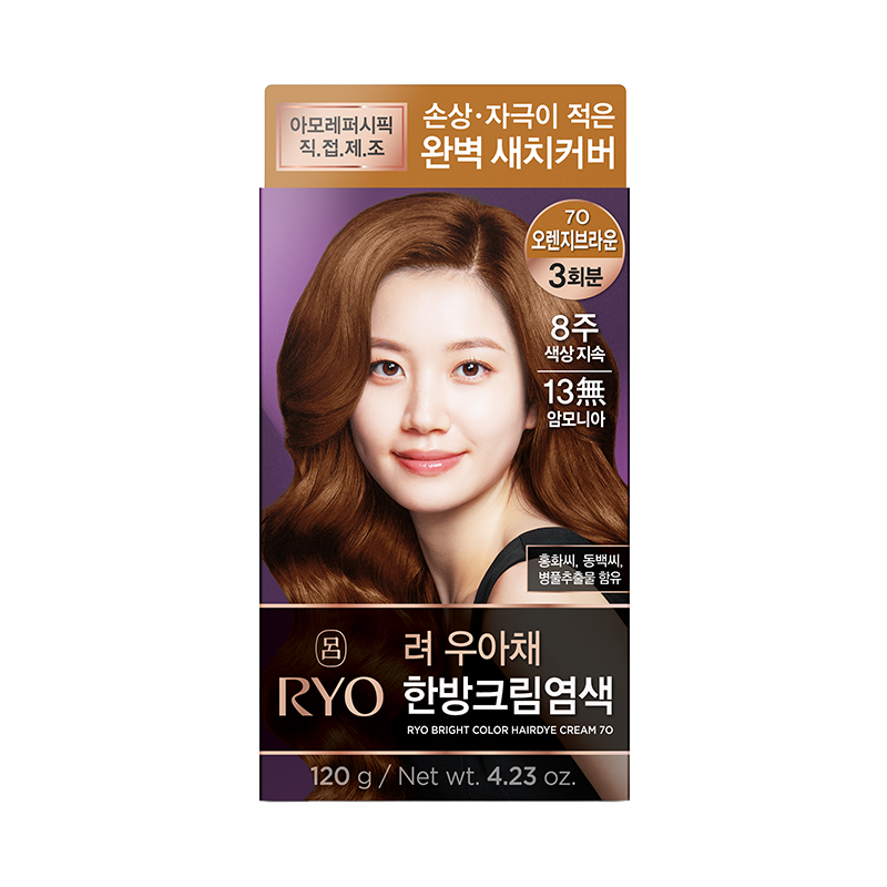 려 우아채멋내기새치크림 오렌지브라운7O